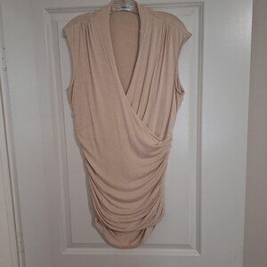 Zeagoo Sleeveless Ruched Wrap Front Tunic Top